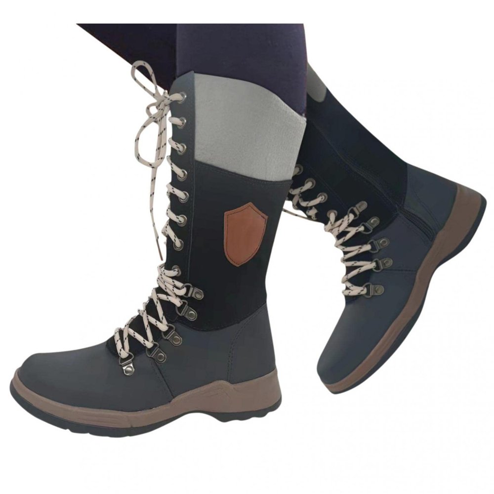 Bcshiye Women's Combat Boots Lace up Ankle Booties Fashion Winter Warm Mid Calf Military Side Zip Round-Toe Shorts Boots