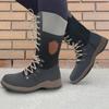 Bcshiye Women's Combat Boots Lace up Ankle Booties Fashion Winter Warm Mid Calf Military Side Zip Round-Toe Shorts Boots view 2