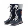 Bcshiye Women's Combat Boots Lace up Ankle Booties Fashion Winter Warm Mid Calf Military Side Zip Round-Toe Shorts Boots view 2