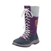 Bcshiye Women's Combat Boots Lace up Ankle Booties Fashion Winter Warm Mid Calf Military Side Zip Round-Toe Shorts Boots view 3