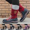 Bcshiye Women's Combat Boots Lace up Ankle Booties Fashion Winter Warm Mid Calf Military Side Zip Round-Toe Shorts Boots view 3