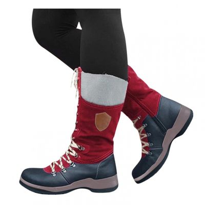 Bcshiye Women's Combat Boots Lace up Ankle Booties Fashion Winter Warm Mid Calf Military Side Zip Round-Toe Shorts Boots
