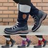 Bcshiye Women's Combat Boots Lace up Ankle Booties Fashion Winter Warm Mid Calf Military Side Zip Round-Toe Shorts Boots view 4