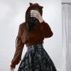 Women Y2k Hoodies, Womens Long Sleeve Cute Cat Ear Pullover Hoodie Crop Top Gothic Cold Shoulder Lace Up Sweatshirt view 2