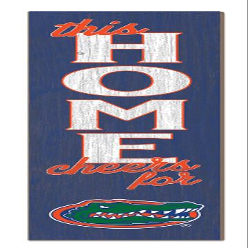 KH Sports Fan Florida Gators This Home Cheers for Porch Leaner, 11x46 Inches, Gators Outdoor Sign; Display Your Team Spirit with This Florida Gators Plaque