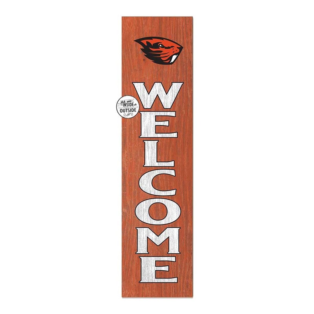 KH Sports Fan Oregon State Beavers Welcome Porch Leaner, 11x46 Inches, Beavers Outdoor Welcome Sign; Display Your Team Spirit with This Oregon State Beavers Plaque