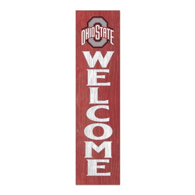 KH Sports Fan Ohio State Buckeyes Welcome Porch Leaner, 11x46 Inches, Buckeyes Outdoor Welcome Sign; Display Your Team Spirit with This Ohio State Buckeyes Plaque