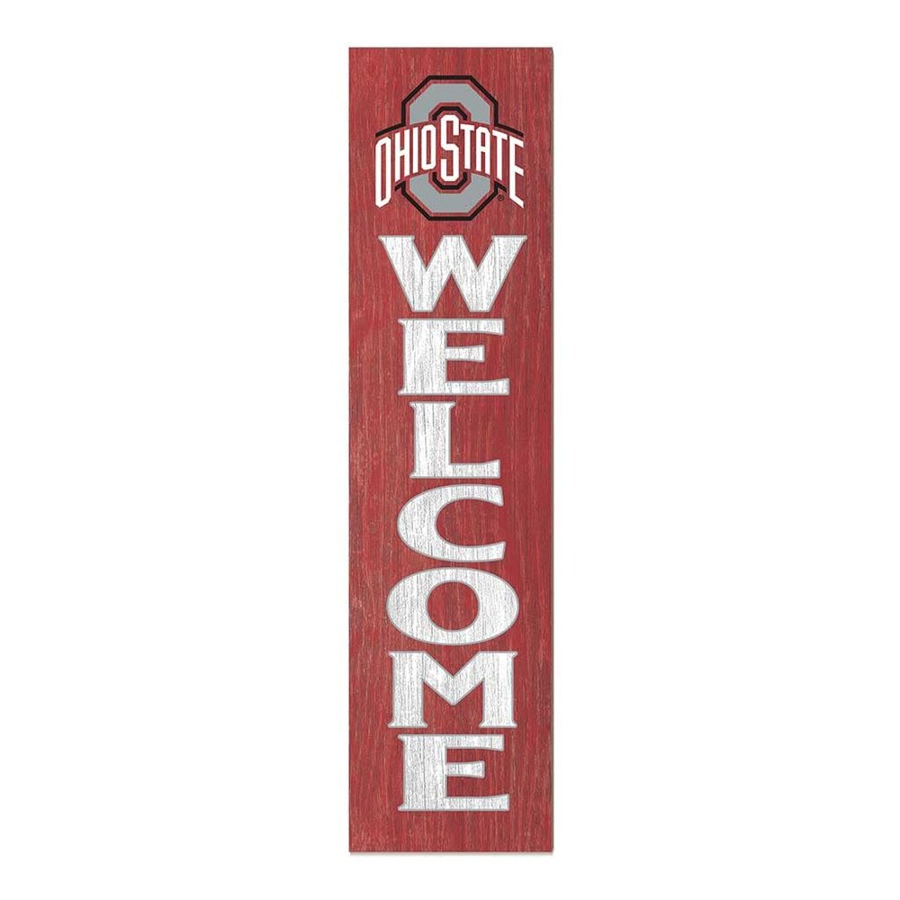 KH Sports Fan Ohio State Buckeyes Welcome Porch Leaner, 11x46 Inches, Buckeyes Outdoor Welcome Sign; Display Your Team Spirit with This Ohio State Buckeyes Plaque