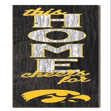 KH Sports Fan Iowa Hawkeyes This Home Cheers for Porch Leaner, 11x46 Inches, Hawkeyes Outdoor Sign; Display Your Team Spirit with This Iowa Hawkeyes Plaque