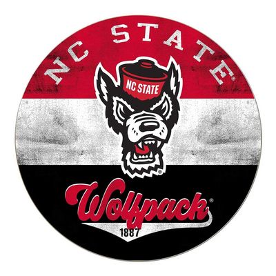 KH Sports Fan NC State Wolfpack Multi-Color Retro Circle Sign, 20x20 Inches, Wolfpack Decor for Dorm Room, Bedroom, Fan Cave, Living Room; Display Your Team Spirit with This Unique NC State Wolfpack Wall Art