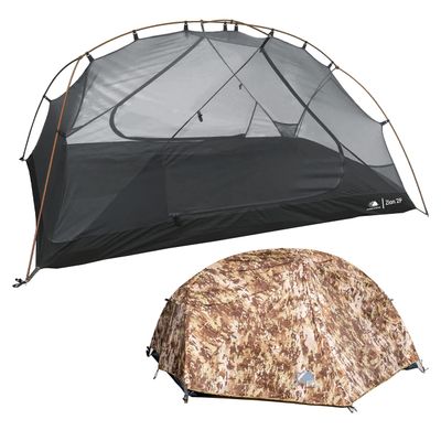Hyke & Byke Zion Hiking & Backpacking Tent - 3 Season Ultralight, Waterproof Tent for Camping w/Rain Fly and Footprint - 2 Person - Stealth Camo