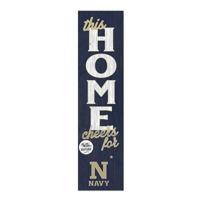 KH Sports Fan Navy Midshipmen This Home Cheers for Porch Leaner, 11x46 Inches, Midshipmen Outdoor Sign; Display Your Team Spirit with This Naval Academy Midshipmen Plaque