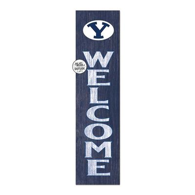 KH Sports Fan Brigham Young Cougars Welcome Porch Leaner, 11x46 Inches, Cougars Outdoor Welcome Sign; Display Your Team Spirit with This Brigham Young Cougars Plaque