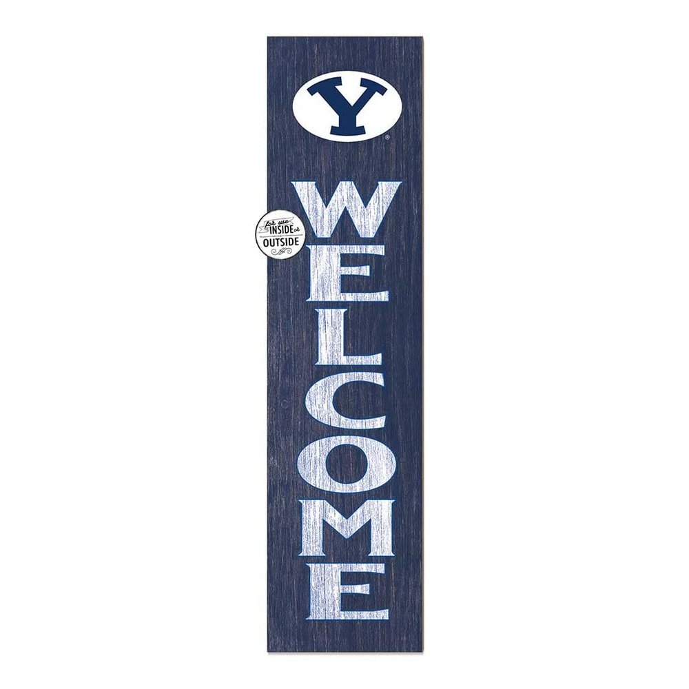 KH Sports Fan Brigham Young Cougars Welcome Porch Leaner, 11x46 Inches, Cougars Outdoor Welcome Sign; Display Your Team Spirit with This Brigham Young Cougars Plaque