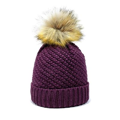 Cosmo Faux Fur Pom Beanie Burgundy One Size Fits Most Adults