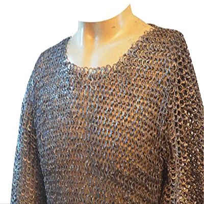 Flat Riveted Alternating Solid Maille Haubergeon Steel ABS (Blackened Finish)