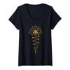 Womens Lotus flower, Unalome, yoga, meditation, zen, Buddhism V-Neck T-Shirt view 1
