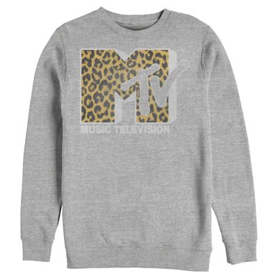 Fifth Sun Men's MTV Cheetah Print Logo Sweatshirt - Athletic Heather - Small