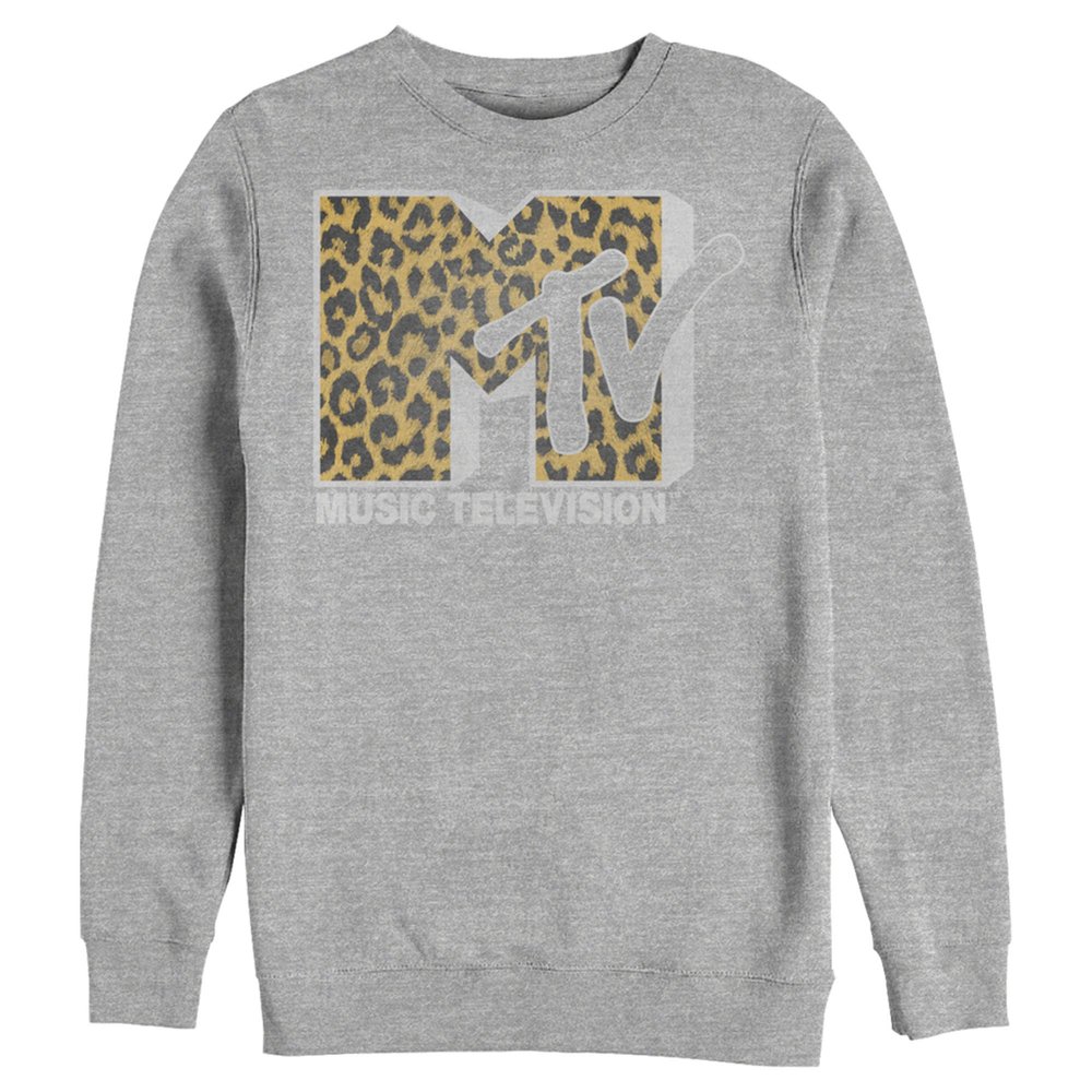 Fifth Sun Men's MTV Cheetah Print Logo Sweatshirt - Athletic Heather - Small