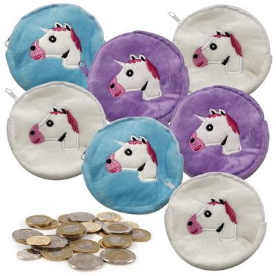 ArtCreativity Unicorn Coin Purses, Set of 12, Small Zipper Coin Bags for Girls, Cute Birthday Party Favors for Kids, Classroom Teacher Rewards, Goodie Bag Fillers, 3 Colors
