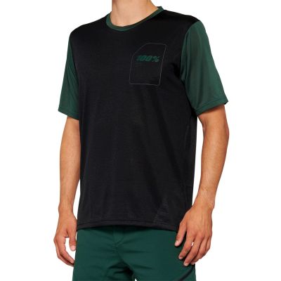 100% Ridecamp Mountain Biking Jersey - All Mountain Riding Apparel Black/Forest Green