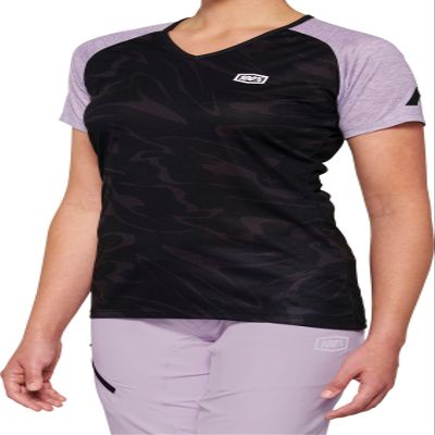 100% Airmatic Women's Mountain Biking Jersey - All Mountain Riding Apparel Black/Lavender