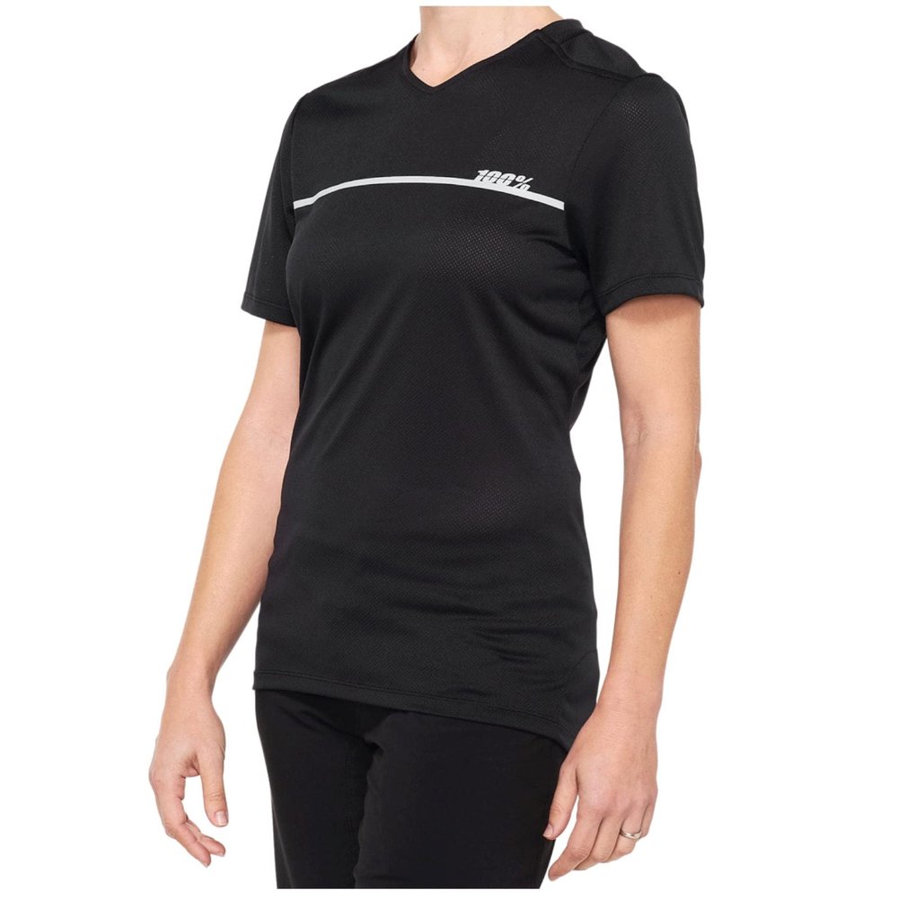 100% Ridecamp Women's Mountain Biking Jersey - All Mountain Riding Apparel Black/Grey