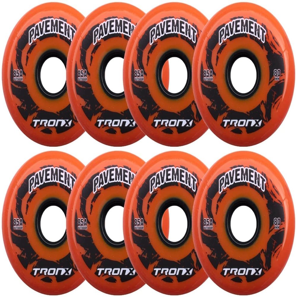 TronX Outdoor Pavement Asphalt Hilo 4-76MM/4-80MM 85A Inline Roller Hockey Wheels 8 Pack