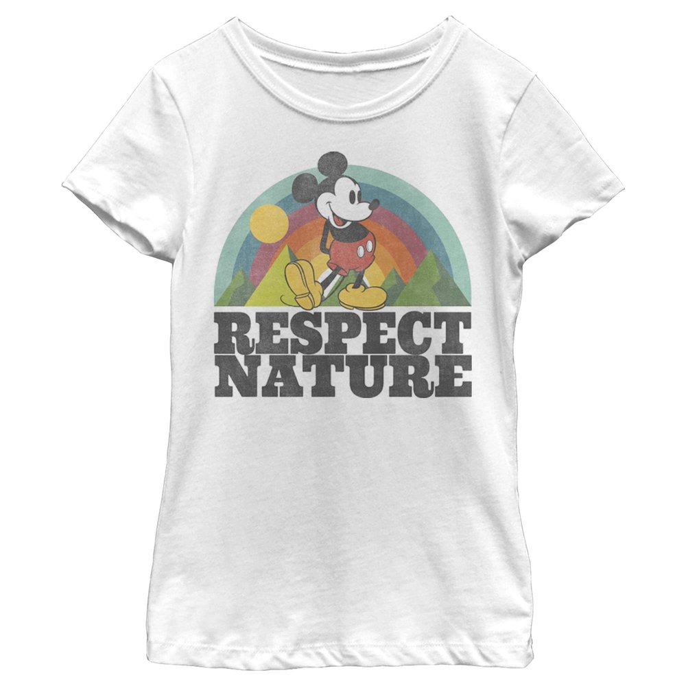 Disney Girl's Respect Nature T-Shirt, White, Small