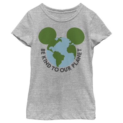 Fifth Sun Disney Classic Mickey BE Kind Girls Short Sleeve Tee Shirt, Athletic Heather, Small