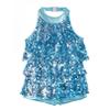 JEATHA Kids Girls Sleeveless Shiny Sequins Halter Tassel Mini Dress Latin Jazz Salsa Samba Rumba Dance Costumes Blue 14 view 1