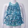 JEATHA Kids Girls Sleeveless Shiny Sequins Halter Tassel Mini Dress Latin Jazz Salsa Samba Rumba Dance Costumes Blue 14 view 3