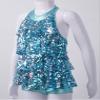JEATHA Kids Girls Sleeveless Shiny Sequins Halter Tassel Mini Dress Latin Jazz Salsa Samba Rumba Dance Costumes Blue 14 view 4