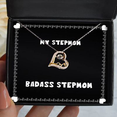 Inspirational Stepmom Gifts, Badass Stepmom, Inspire Love Dancing Necklace for Mom from Daughter