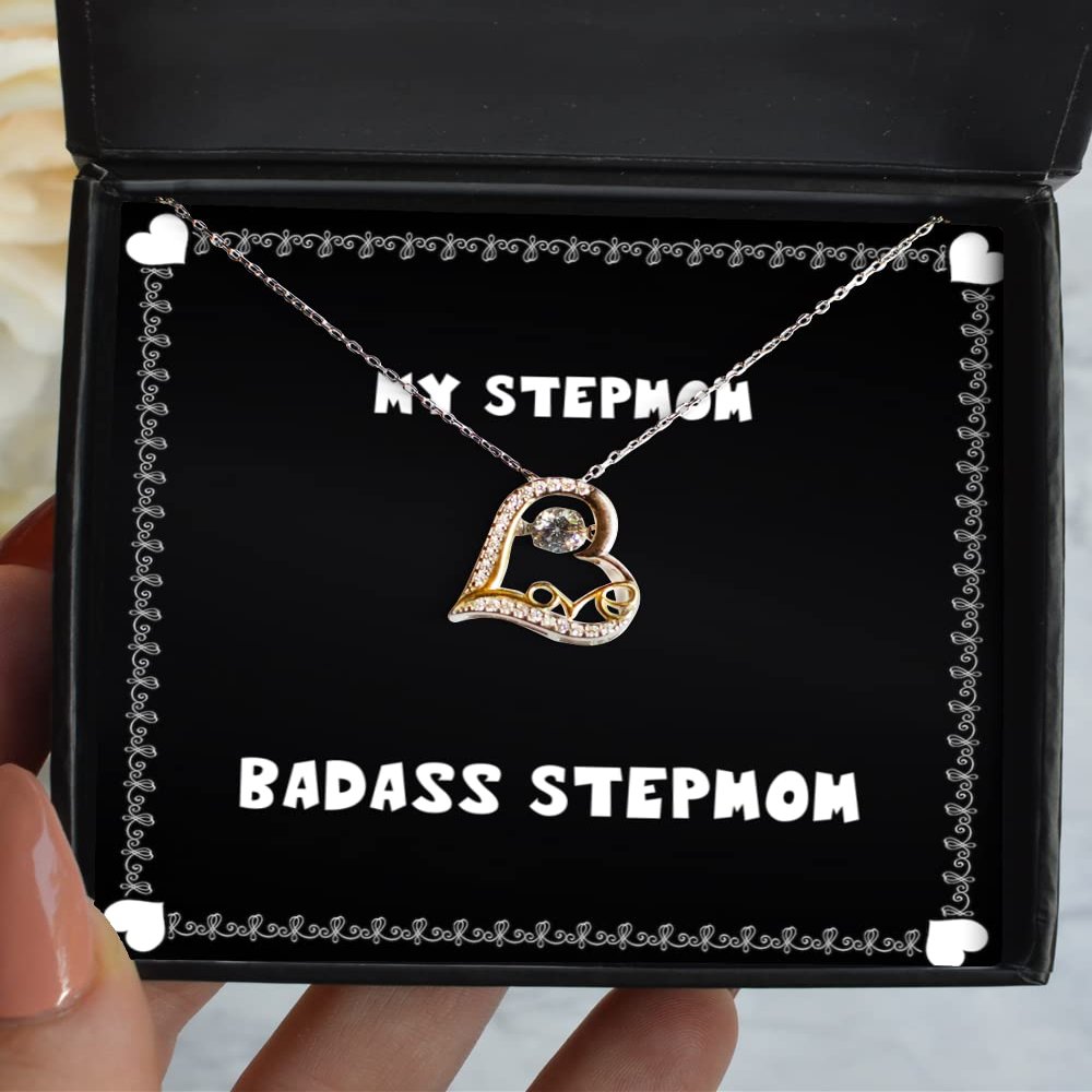 Inspirational Stepmom Gifts, Badass Stepmom, Inspire Love Dancing Necklace for Mom from Daughter