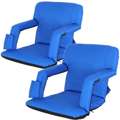 ZENY Folding Stadium Seat Chair with Back Support and Cushion for Bleachers 2 Pack, Reclining Bleacher Seat with Back, Armrests and Cup Holders