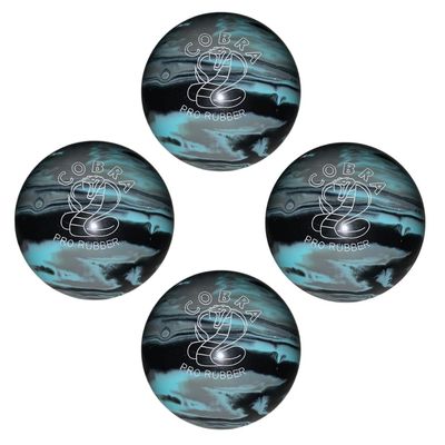 BuyBocceBalls - EPCO Candlepin Bowling Balls - Cobra Pro Rubber - Black, Light Blue & Grey (4 1/2 inch- 2lbs. 7oz.) - 4 Balls - Made in USA