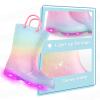 EUXTERPA Girls Glitter Light Up Waterproof Rain Boots Toddler Kids Rainbow Boots with Easy On Handles, Pink Gradient, Big Kid Size 1 view 4