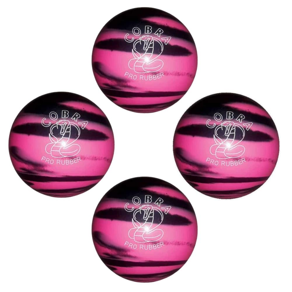 BuyBocceBalls - EPCO Candlepin Bowling Balls - Cobra Pro Rubber - Pink & Black (4 1/2 inch- 2lbs. 6oz.) - 4 Balls - Made in USA