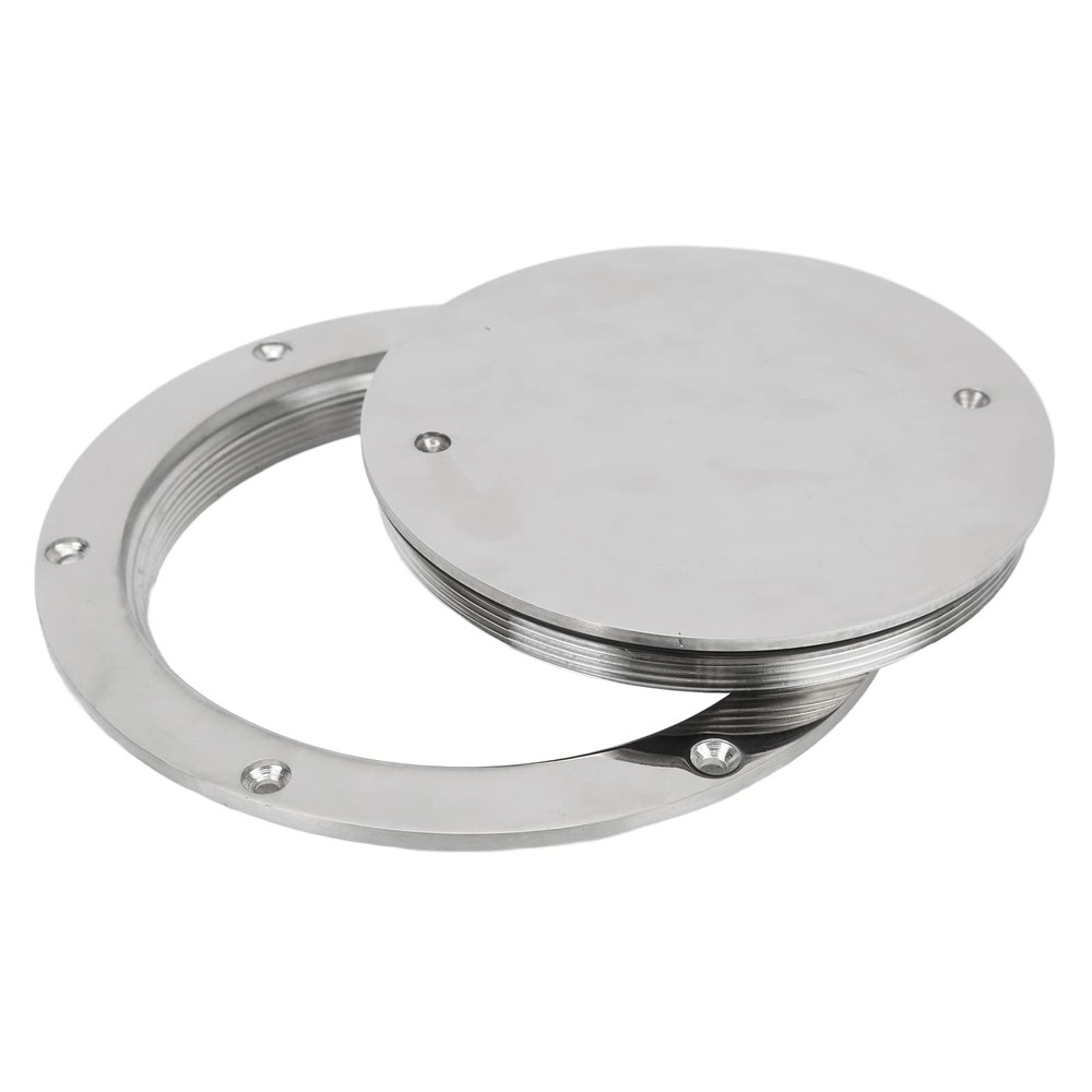 KIMISS Deck Plate, 6in Deck Plate Hatch Cover Round 316 Stainless Steel Waterproof Anti Slip Mirror Polished Surface