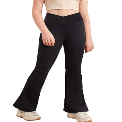 Girl's Leggings Cross High Waisted Flare Pants Yoga Bootcut Pants Solid Color Full Length Bell Bottoms 13-14 Years
