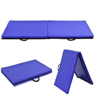 GLACER 6' x 2' Gymnastic Mat, Folding Exercise Mat with Carrying Handles, Anti-Tear Tumbling Exercise Mat for Yoga, Stretching, Cheerleading, Exercise Floor Mat for Home, Gym