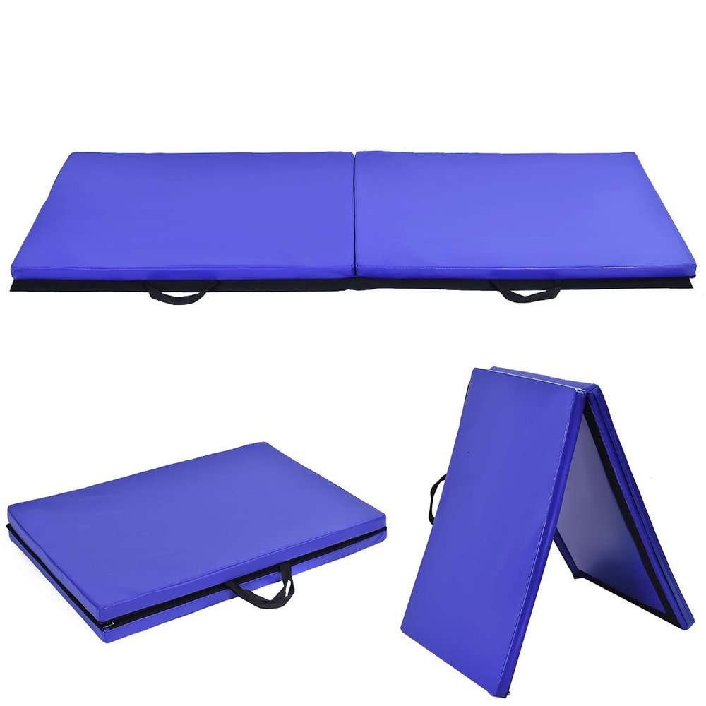 GLACER 6' x 2' Gymnastic Mat, Folding Exercise Mat with Carrying Handles, Anti-Tear Tumbling Exercise Mat for Yoga, Stretching, Cheerleading, Exercise Floor Mat for Home, Gym