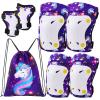 FIODAY Knee Pads for Kids Toddler Knee Pads and Elbow Pads Wrist Guards with Drawstring Bag Adjustable Protective Gear Set for Girls Boys Skating Cycling Skateboard Scooter,3-8 Years,Purple view 1