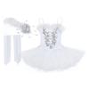 Hansber Girls Classic Swan Lake Ballet Dance Costume Sequins Leotard Tutu Skirts Gloves with Hair Clip White 14 view 1