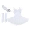 Hansber Girls Classic Swan Lake Ballet Dance Costume Sequins Leotard Tutu Skirts Gloves with Hair Clip White 14 view 2