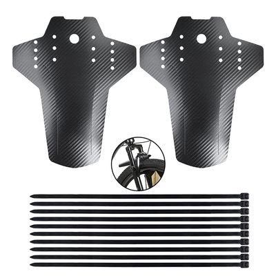 2PCS Mountain Bike Fender MTB Mud Guard, Adjustable Carbon Fiber Bicycle Mudguard Front + Rear Fender Set Compatible with 26"/27.5"/29" Waterproof Mountain Bike Mud Guards, Easy to Install