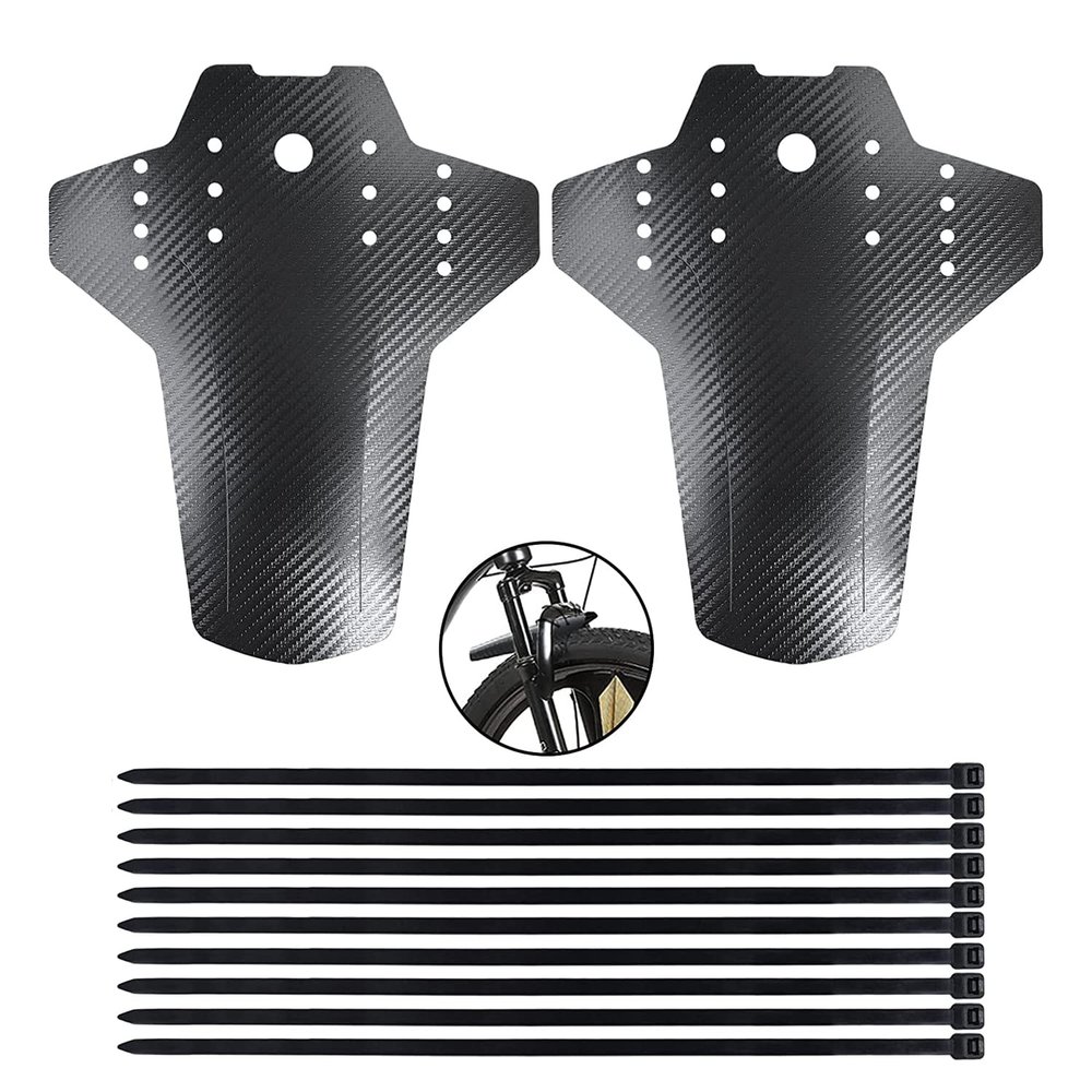 2PCS Mountain Bike Fender MTB Mud Guard, Adjustable Carbon Fiber Bicycle Mudguard Front + Rear Fender Set Compatible with 26"/27.5"/29" Waterproof Mountain Bike Mud Guards, Easy to Install