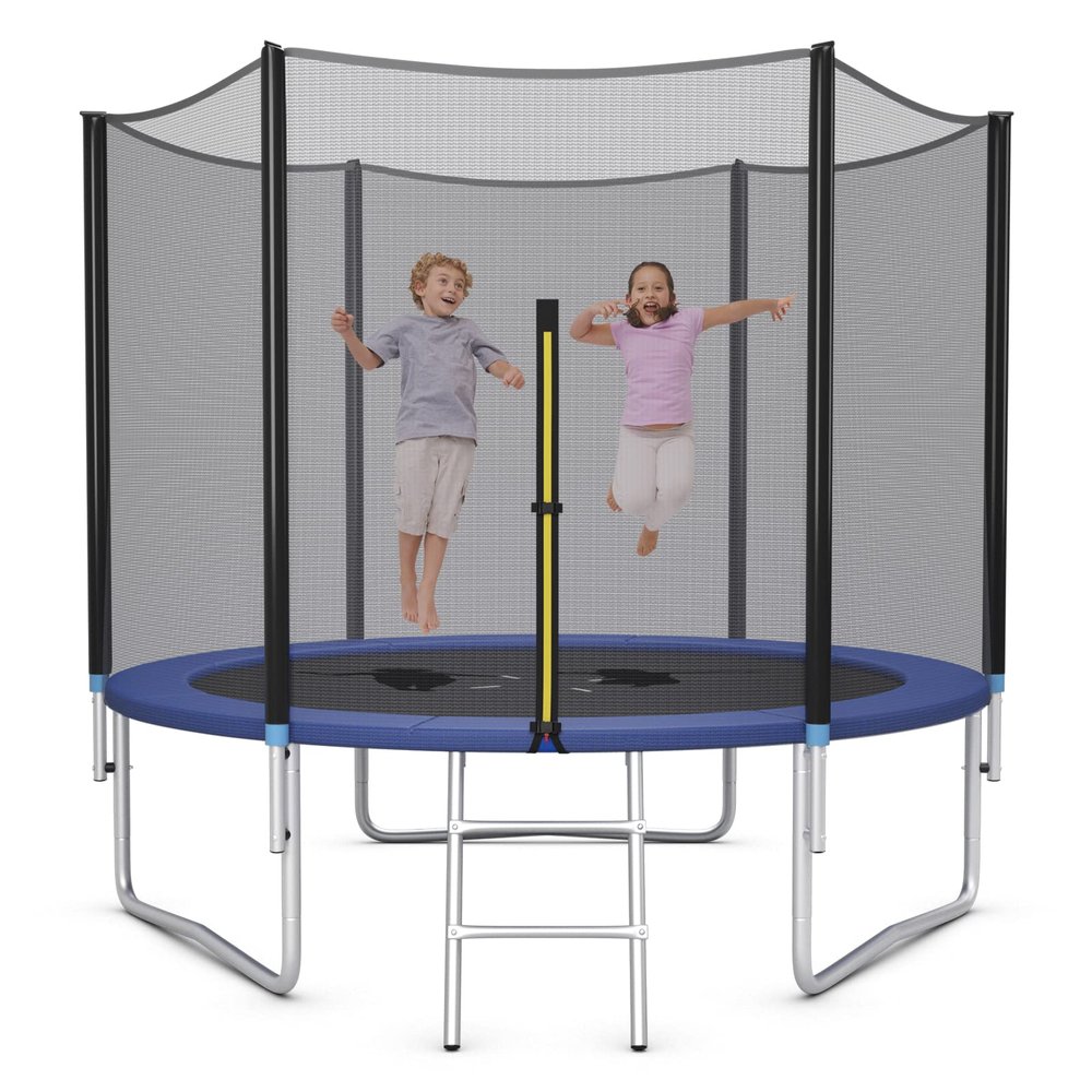 Giantex 10Ft ASTM Approved Trampoline for Adults Kids, Wear-Resistant Outdoor Large Recreational w/Enclosure, Ladder (10Ft 3 Legs)