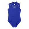 Fldy Kids Girls Floral Lace Leotard for Ballet Dance Gymnastics Halter Mock Neck One Piece Dance Bodysuit Activewar Blue 5-6 Years view 3